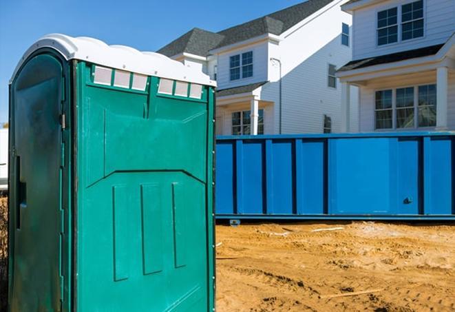 a glimpse of work site sanitation portable toilet line-up